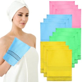 Fogrime 12 Pieces Korean Washcloth Exfoliating Korean Exfoliating Cloth Korean Style Body Scrub Korean Style Scrubbing Cloth Bath Body Exfoliating Scrub Towel