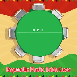 MASHAN 24Pcs Red Green Yellow Black Plastic Tablecloths, Disposable Round Table Covers for Kwanzaa Black History Month Juneteenth African American Festival Holiday Party Decorations,84inch