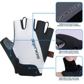 SOUKE Fingerless Cycling Gloves Padded Bicycle Gloves Half Finger Cycling Bike Gloves Mountain Bike Gloves Anti-Slip Breathable For Men Women