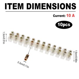 10 Pcs 12 Position Dual Row Terminal Strip, Electrical Barrier Wire Connector Block, Screw Terminal Barrier Block,Euro-Style Terminal Block Barrier Strip, Nylon Terminal Barrier Block (10A)
