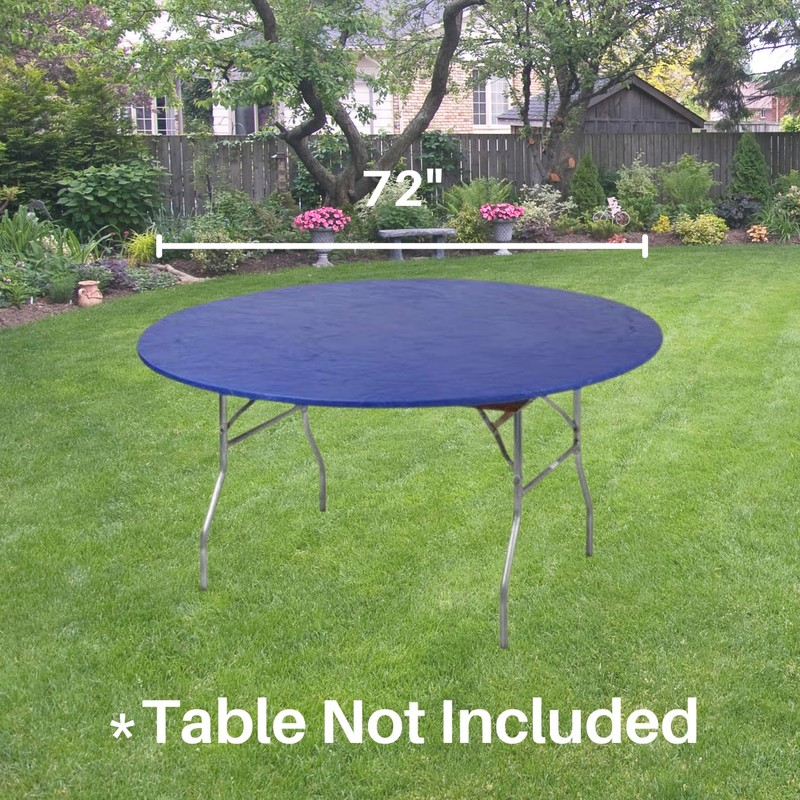 Kwik-Covers 72" Round Fitted Plastic Table Covers, Bundle of 5