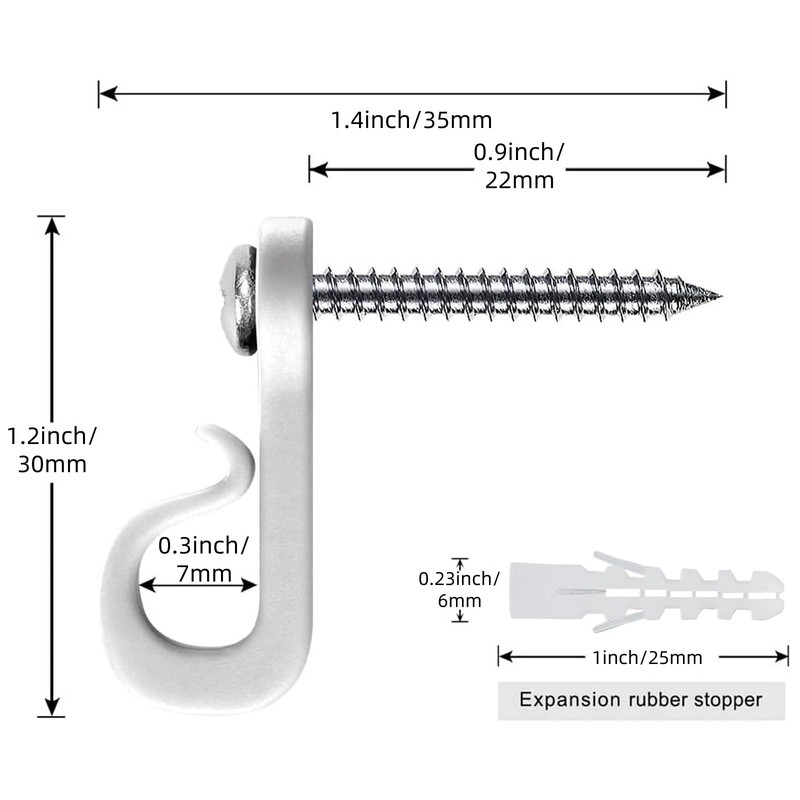 Mostantu 30 Packs White Q Hanger Hooks for Outdoor String