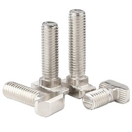 M6 x 30mm Metric Thread T Slot,Drop-in Stud Sliding T-Bolt,Hammer Head Bolt,T Screw Stud for 3030 Series Standard 8mm T-Slot Aluminum Extrusion Profile,Carbon Steel Nickel Plated (30-Series,10 Pcs)