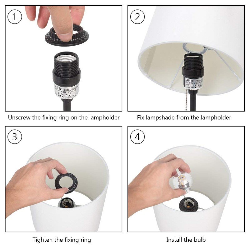 HAITRAL Nightstand Table Lamp - Bedside Lamp, Modern Desk Lamp