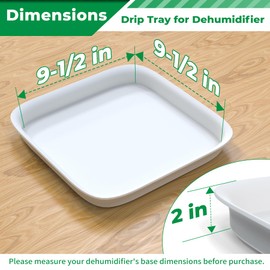 Forestchill Drip Tray for Dehumidifier, 9.5" x 9.5" x 2" Hard Plastic Drip Pan with Raised Edge, Leak-Proof Floor Protection for Semiconductor Dehumidifiers, White