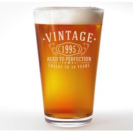 Vintage 1995 Etched 16oz Pint Beer Drinking Glass Cup – Happy 30 Birthday Gifts Men Women, Cheers to 30 Years, Turning 30 Year Old Decorations Decor, Anniversary Bday Party Favors, Gift Ideas Him 1.0
