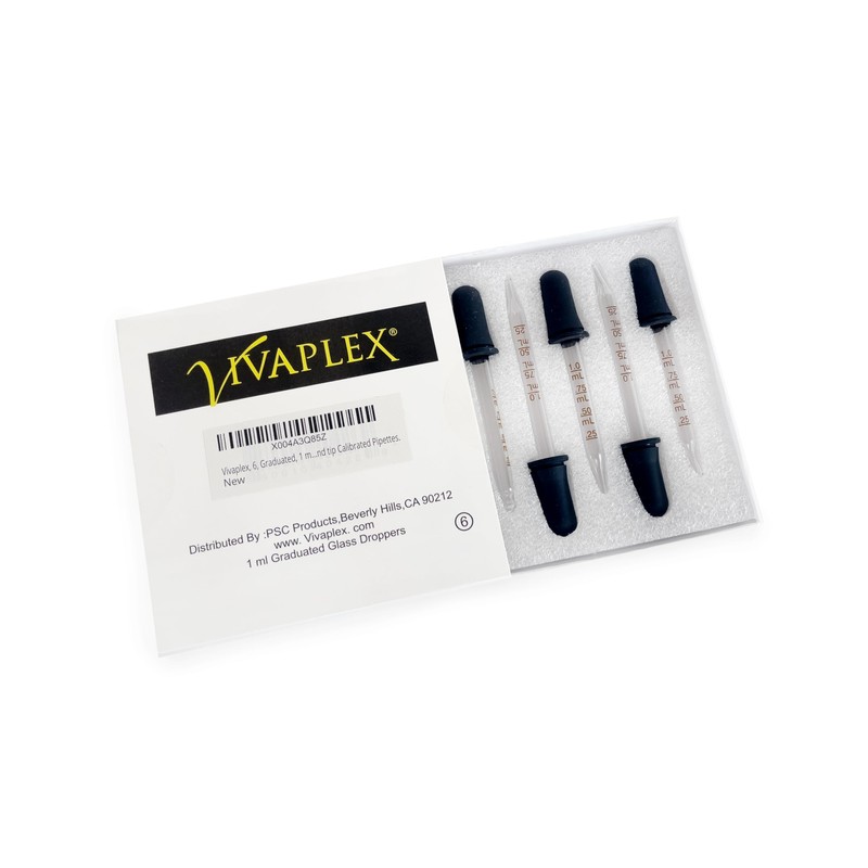 Vivaplex, 6, Graduated, 1 ml Glass Eye Droppers. Assorted Pack