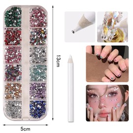 YuanVQuanWee Nail Rhinestone Nail Art Parts, Nail Stone, 3D, Diamond Shape, Heart, Rectangular, Round, Nail Art Parts, Nail Decoration, Handmade Material, Craft Parts, DIY Nail Decoration, 1000 Pieces