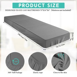 Breling Fitted Sheet (Sheet Only) Compatible with Milliard Trifold Mattress Folding Mattress Fitted Microfiber Bedsheet for Camp Bunk Rvs Bed(Dark Gray,Single,4'')