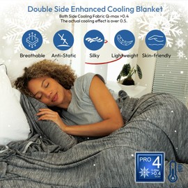 NANPIPER Cooling Blanket Queen Size for Hot Sleepers,Double Sided Cold Lightweight Summer Bed Blanket, Dark Grey 90"x90"