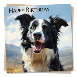 Beautiful Border Collie Painting Happy Birthday Card - Special Card For Family and Friends - Dog Lovers - Heartfelt Greetings Wish for Women, Men - Made in UK