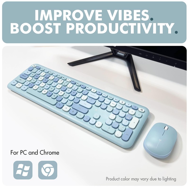 X9 Cute Wireless Keyboard and Mouse Combo - Retro Typewriter