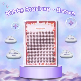 Ninetynine Dreams 90PCs Starluxe - Brown False Eyelash Manhua Anime Manga Lashes Clusters Lightweight Comfortable Thin Black Band Spiky Reusable Eyelashes 9-13mm