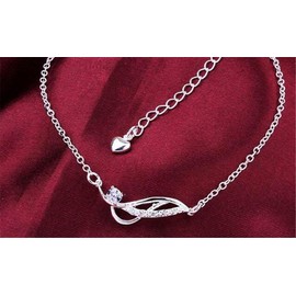Boowhol Zircon 925 Sterling Silver Twist Infinity Adjustable Anklet for Women Girls Men, Sterling Silver