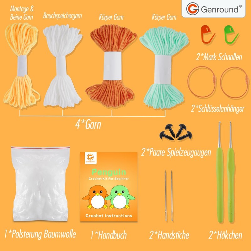 Genround Crochet Pack for Beginners, Crochet Set with Step by