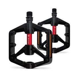 XpiriLab Road/MTB Bike Pedals - 9/16" Sealed Bearing Lightweight Aluminum Alloy Flat Platform Bicycle Pedals with Reflector for Road Mountain BMX MTB Bike