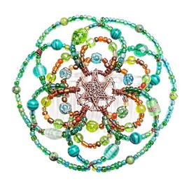 Beaded Kippah for Women - Green Earth