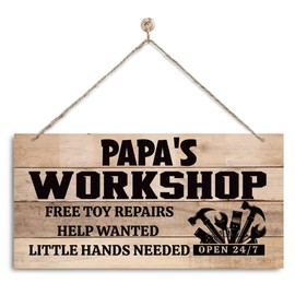 Papa's Workshop Decor, Home Decor for Tool Room, Decorative Wall Plaque, Grandpa Nickname Sign, Wall Decor Art, Papa Workshop Sign Gift, Papa Gift for Birthday Christmas Father's Day