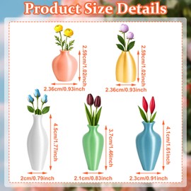 Pack of 5 Mini Vase Magnetic Fridge Bud Vases Magnetic Funny Vase Fridge Magnets Fridge Magnet Vases 3D Resin Flower Vases for Fridge Accessories, Kitchen, Office