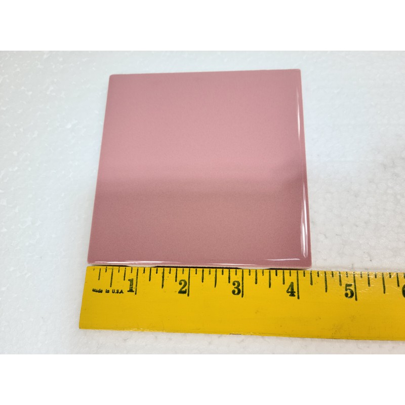 Carnation Pink Ceramic Tile 4.25 in Subway Square Mid Century