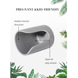 Bathroom Cup Dispenser - Small Holder for Bathroom, Mouthwash Cups, 3-4 Ounce - Ceramic/Bamboo (Grey)