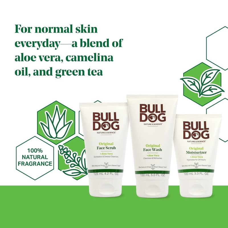 Bulldog Men's Skincare Grooming Original Full Face Kit with Moisturizer