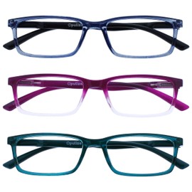 OPULIZE-See Pack de 3 anteojos de lectura con bloqueo de luz azul, azul, morado, turquesa, antideslumbrante, unisex, BBB935Q +2,50