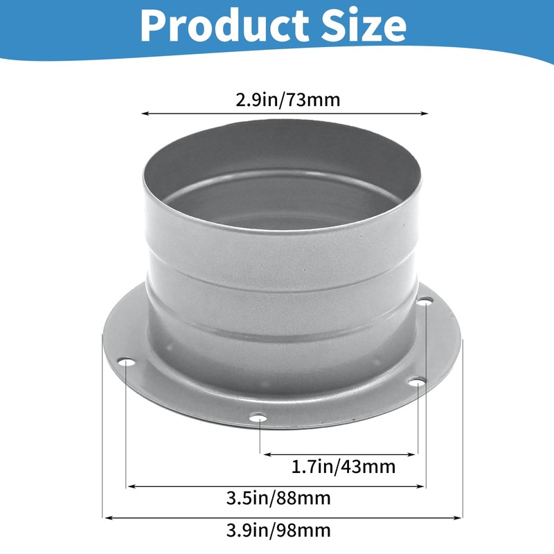 ZUDKSUY 3 Inch Duct Connector Flange, Straight Pipe Flange Connector，2