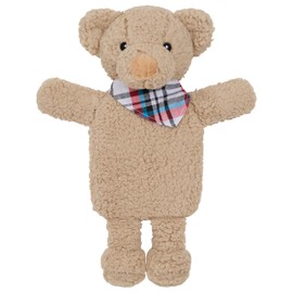 Hot Water Bottle with Animal Fleece Cover 1 or 2 Litre Capacity Natural Rubber Long Hot Water Bottle Plush Cute Animal Cover Cosy Gifts (Beige Teddy)