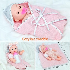 Besurejoy 12'' Baby Doll Nursery Care Playset with 4 Outfits,Clothes Hanger,Swaddle Blanket,Feeding Bottle,Diaper,Bib and Accessories.Dress-Up Pretend Play Reborn Toy Set for Girl Toddler Kids Ages 3+