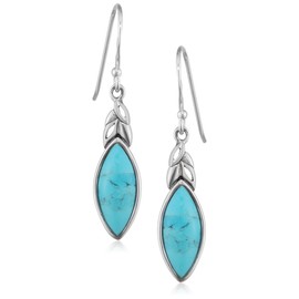 Elements Silver E4570T Women's Turquoise Leaf Shape Sterling Silver Earrings
