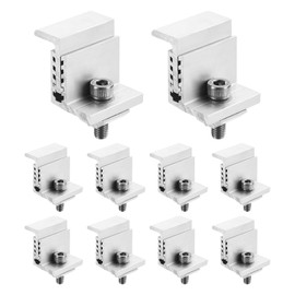 Sourcing Map 10pcs Aluminum Solar Panel End Clamps, Z Brackets for Solar Panels, 32-50mm Frame, Silver, Roof Mount
