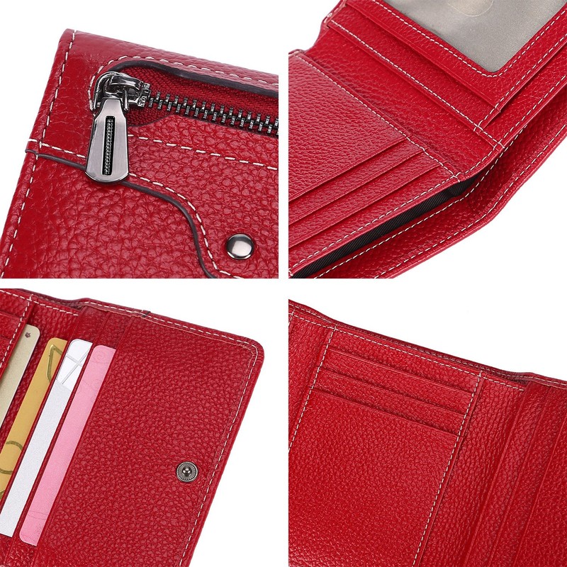 AINIMOER Small Leather Wallet for Women, Slim Compact Credit Card