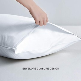 Pillowcases, Pillow cover Super Soft and Cozy, Cotton with Envelope Closure Bed Pillow Cases, 50x80 cm (White, 2)