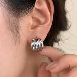 Chunky Gold Earrings for Women Trendy Textured Stud Earrings Chunky Statement Earrings Party Trendy Jewelry Gifts for Women