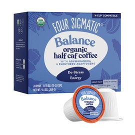 Four Sigma Foods Four Sigmatic Adaptogen Coffee k-cups, Medium Roast Ground Coffee with Ashwagandha Chaga&Tulsi Immune Support and stress relief keto,24 count