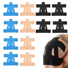 XFSRG 12 Stück Kinesiotapes Schultern Vorgeschnitten Tape Hautfreundlich mit Perfektem Wasserfestes Elastisches Physio Tape für Sport Dauerhafte Unterstützung(Multicolour)