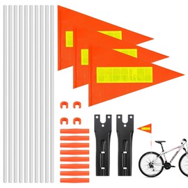 Pluvyze Fahrradfahne für Kinder 3 PCS Einstellbar Fahne Fahrradanhänger Wird mit 2 Sets 30 cm Fahnenmastzubehör Geliefert Geeignet für Fahrradanhänger Outdoor-u-Boote Zelte Usw