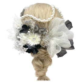 A24110006-02 Hair Ornament, Coming of Age Ceremony, Front Shoot Mom, Hydrangea, Graduation Ceremony, Entrance Ceremony, Gypsy Grass, Dried Flower Long Sleeves, Hakama, Wedding, Wedding, Kimono, Red,