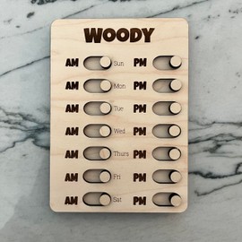 Wood Customizable Weekly AM PM Checklist From Made By R And R