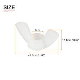 DTGN M10x1.5mm(DxP) Butterfly Wing Nuts - 15Pack - Good for Construction Industry - Nylon Butterfly Wing-Nut - White