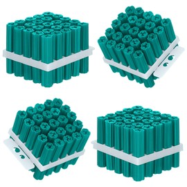 Lineshading 100 Pcs Expanding Plastic Concrete Anchors Screw Anchors Drywall Wall Expansion Pipe for Hollow Walls Tile Cement Bolt Expansion Tube (Green, 1/4" X 1-1/4" for #10,#11, or #12 Screws)