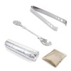 NKlaus 4tlg Set smoking tongs stainless incense spoon 10x incense