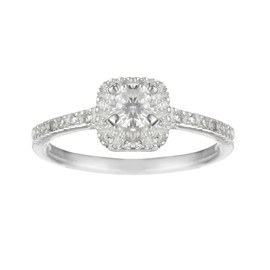 Silverly Women's 925 Sterling Silver Cubic Zirconia Round Brilliant Cut Square Solitaire Ring