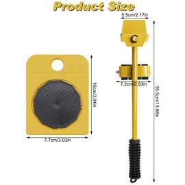 Hioph Heavy Duty Furniture Movers Tools with 4 Pack Moving Sliders, Professional Furniture Lifter, 360°Rotation Furniture Sliders for Moving Heavy Furniture Sofas Refrigerators(150KG, Yellow)