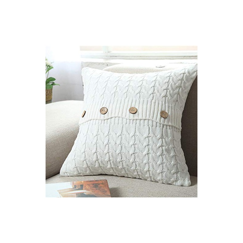 vctops Cotton Cable Knit Pillow Cover Soft Warm Throw Pillow