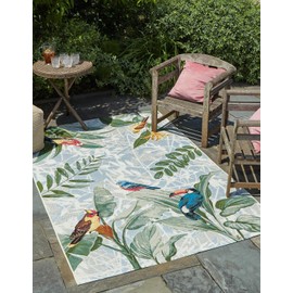 Unique Loom Outdoor Botanical Collection Area Rug - Chanticleer (4' 1" x 6' 1" Rectangle, Multi/ Blue)