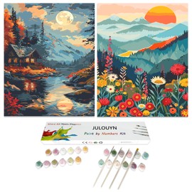 JULOUYN JULOUYN 2 Pack National Park Paint by Numbers Kit for Adults Fall, Sunset Wander Painting by Number Landscape for Beginner Gift Home Decor 16x20 in