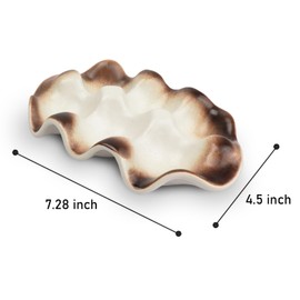 Ceramic 6 Cups Egg Tray,Half Dozen Porcelain Egg Holder Container Keeper Storage Organizer, Decorative Serving Stand Serveware for Refrigerator Fridge Countertop Display Kitchen (Brown)