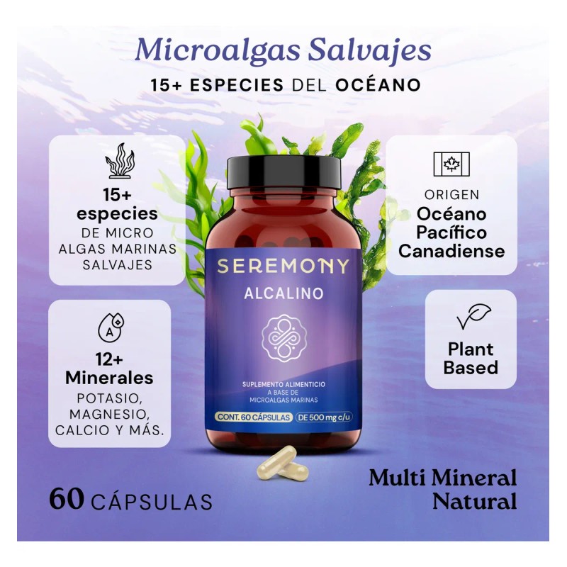 Seremony Alcalino Microalgas Marinas 60 Cápsulas Veganas